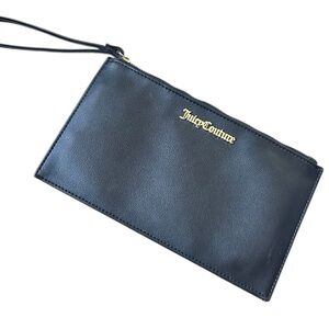 Juicy Couture Black and Gold Wristlet Purse Wallet 9x5” Small Casual Cute Clutch